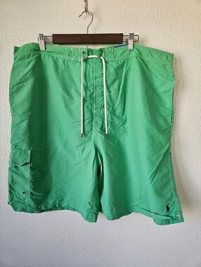 Polo by Ralph Lauren- Men's 3X   Green Men's Swim Board Shorts with Cargo Pocket
